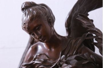 アンティーク雑貨　フランス製　Siot-Decauville　Henri ple 美しい褐色のブロンズ像(彫刻、置物)