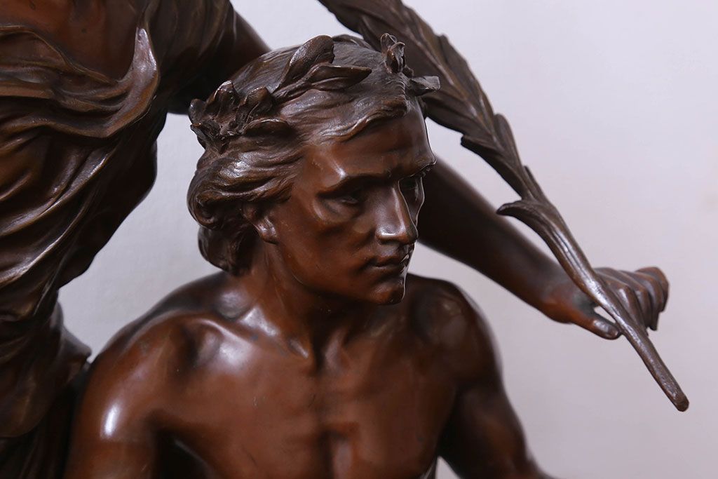 アンティーク雑貨　フランス製　Siot-Decauville　Henri ple 美しい褐色のブロンズ像(彫刻、置物)