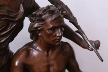 アンティーク雑貨　フランス製　Siot-Decauville　Henri ple 美しい褐色のブロンズ像(彫刻、置物)