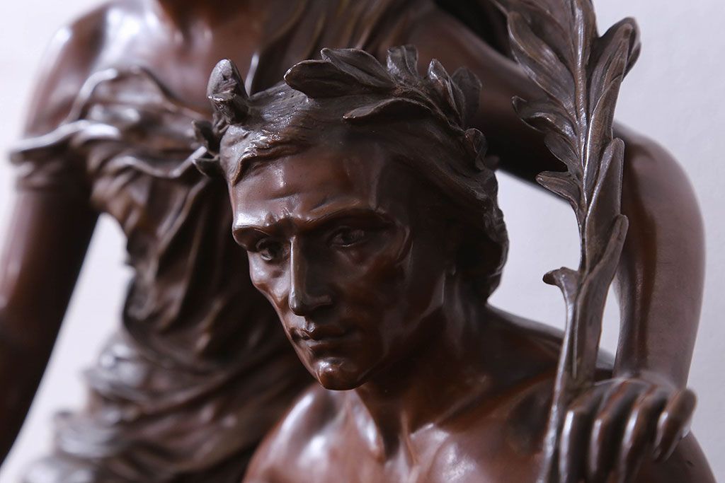 アンティーク雑貨　フランス製　Siot-Decauville　Henri ple 美しい褐色のブロンズ像(彫刻、置物)