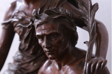 アンティーク雑貨　フランス製　Siot-Decauville　Henri ple 美しい褐色のブロンズ像(彫刻、置物)