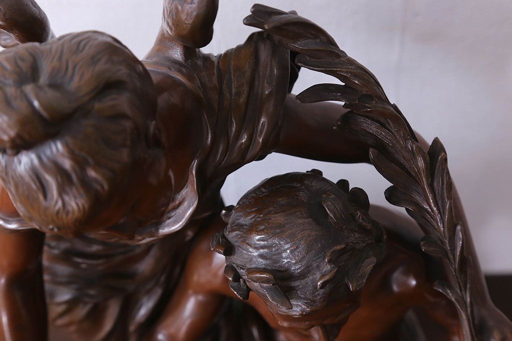 アンティーク雑貨　フランス製　Siot-Decauville　Henri ple 美しい褐色のブロンズ像(彫刻、置物)