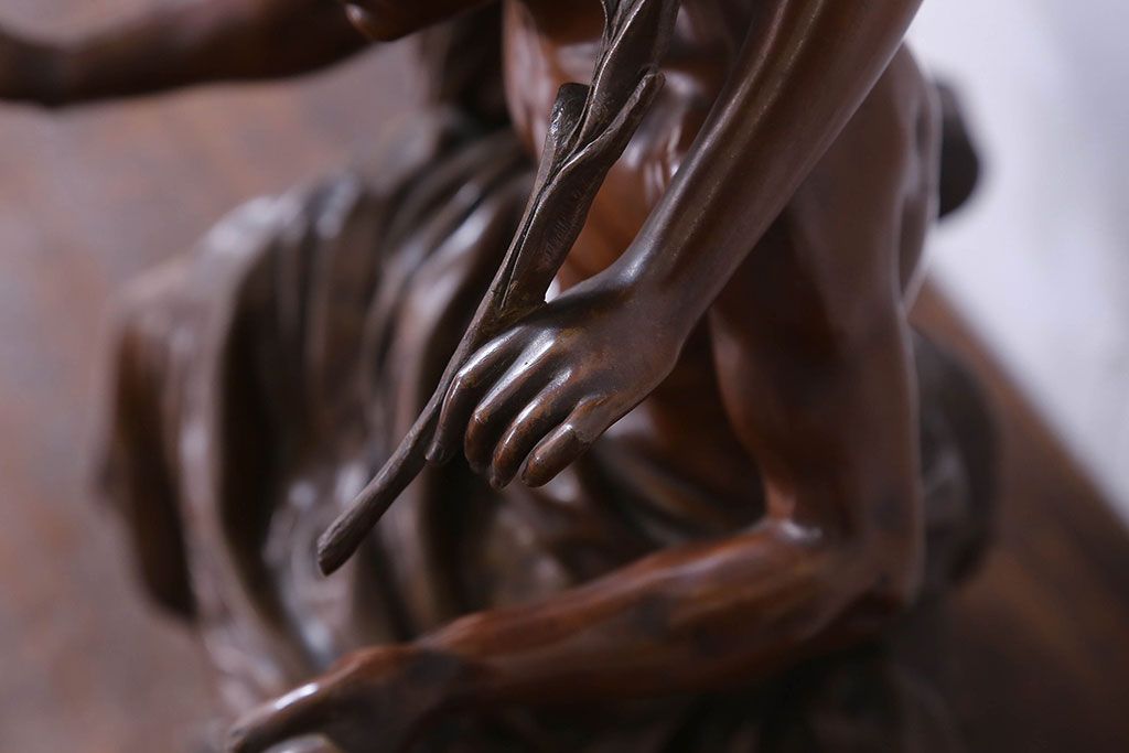 アンティーク雑貨　フランス製　Siot-Decauville　Henri ple 美しい褐色のブロンズ像(彫刻、置物)