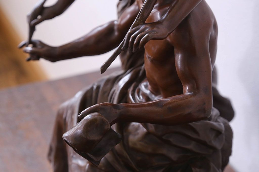 アンティーク雑貨　フランス製　Siot-Decauville　Henri ple 美しい褐色のブロンズ像(彫刻、置物)