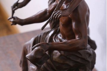 アンティーク雑貨　フランス製　Siot-Decauville　Henri ple 美しい褐色のブロンズ像(彫刻、置物)