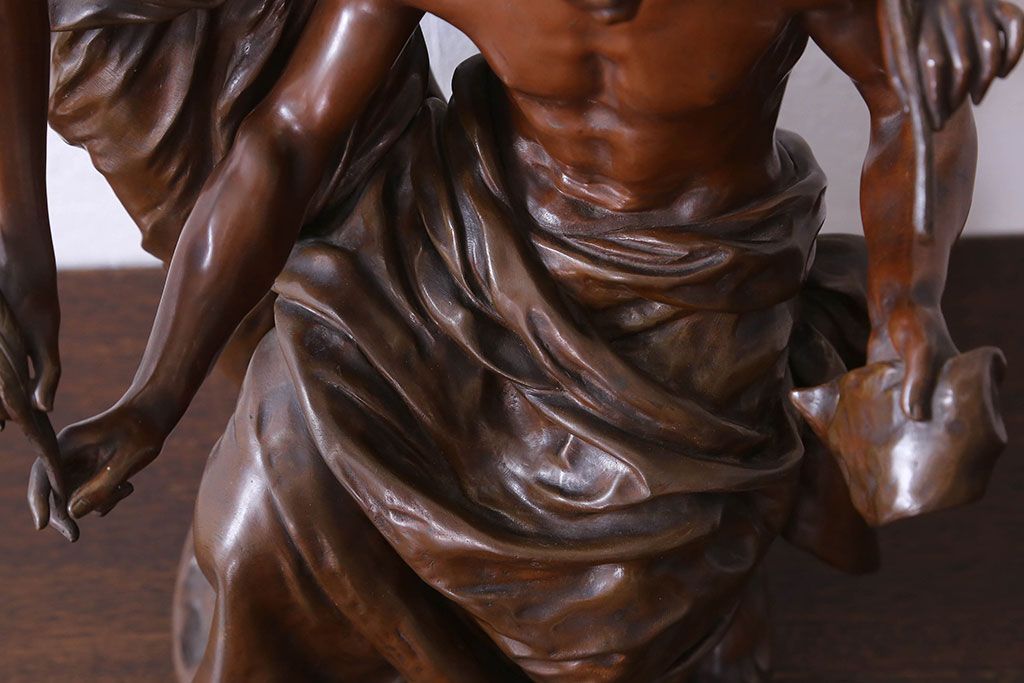 アンティーク雑貨　フランス製　Siot-Decauville　Henri ple 美しい褐色のブロンズ像(彫刻、置物)