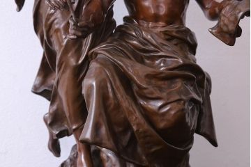 アンティーク雑貨　フランス製　Siot-Decauville　Henri ple 美しい褐色のブロンズ像(彫刻、置物)