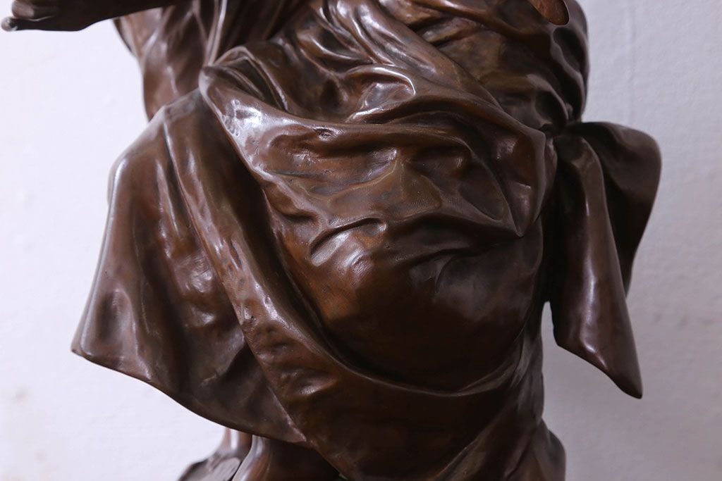 アンティーク雑貨　フランス製　Siot-Decauville　Henri ple 美しい褐色のブロンズ像(彫刻、置物)