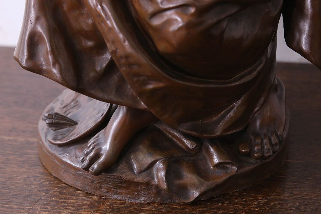 アンティーク雑貨　フランス製　Siot-Decauville　Henri ple 美しい褐色のブロンズ像(彫刻、置物)