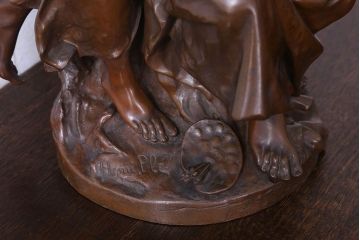 アンティーク雑貨　フランス製　Siot-Decauville　Henri ple 美しい褐色のブロンズ像(彫刻、置物)