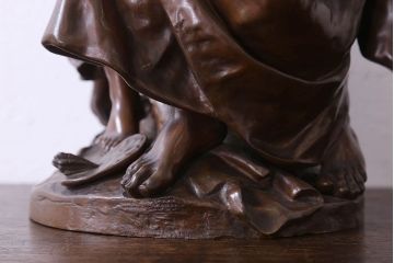 アンティーク雑貨　フランス製　Siot-Decauville　Henri ple 美しい褐色のブロンズ像(彫刻、置物)