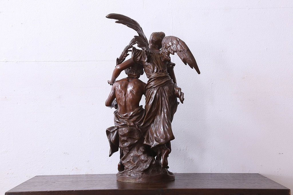 アンティーク雑貨　フランス製　Siot-Decauville　Henri ple 美しい褐色のブロンズ像(彫刻、置物)