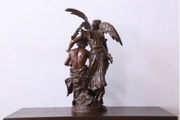 アンティーク雑貨　フランス製　Siot-Decauville　Henri ple 美しい褐色のブロンズ像(彫刻、置物)