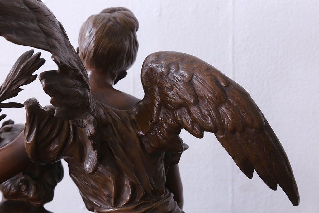 アンティーク雑貨　フランス製　Siot-Decauville　Henri ple 美しい褐色のブロンズ像(彫刻、置物)