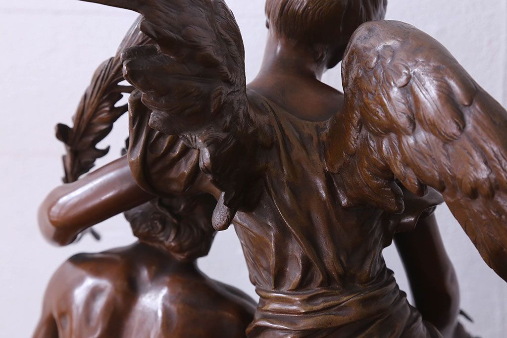 アンティーク雑貨　フランス製　Siot-Decauville　Henri ple 美しい褐色のブロンズ像(彫刻、置物)