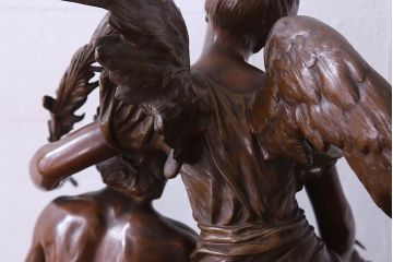 アンティーク雑貨　フランス製　Siot-Decauville　Henri ple 美しい褐色のブロンズ像(彫刻、置物)