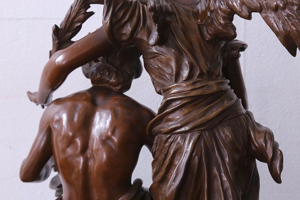 アンティーク雑貨　フランス製　Siot-Decauville　Henri ple 美しい褐色のブロンズ像(彫刻、置物)