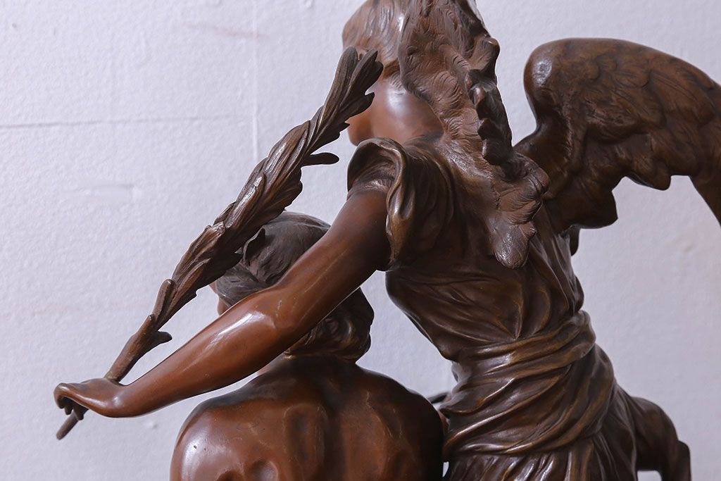 アンティーク雑貨　フランス製　Siot-Decauville　Henri ple 美しい褐色のブロンズ像(彫刻、置物)