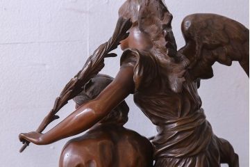 アンティーク雑貨　フランス製　Siot-Decauville　Henri ple 美しい褐色のブロンズ像(彫刻、置物)