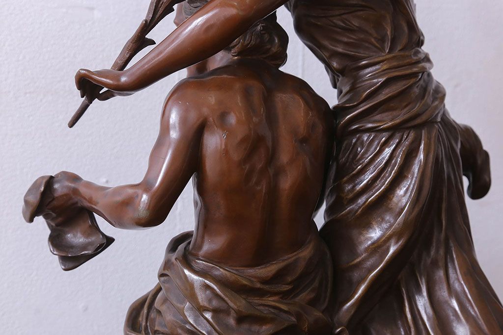 アンティーク雑貨　フランス製　Siot-Decauville　Henri ple 美しい褐色のブロンズ像(彫刻、置物)