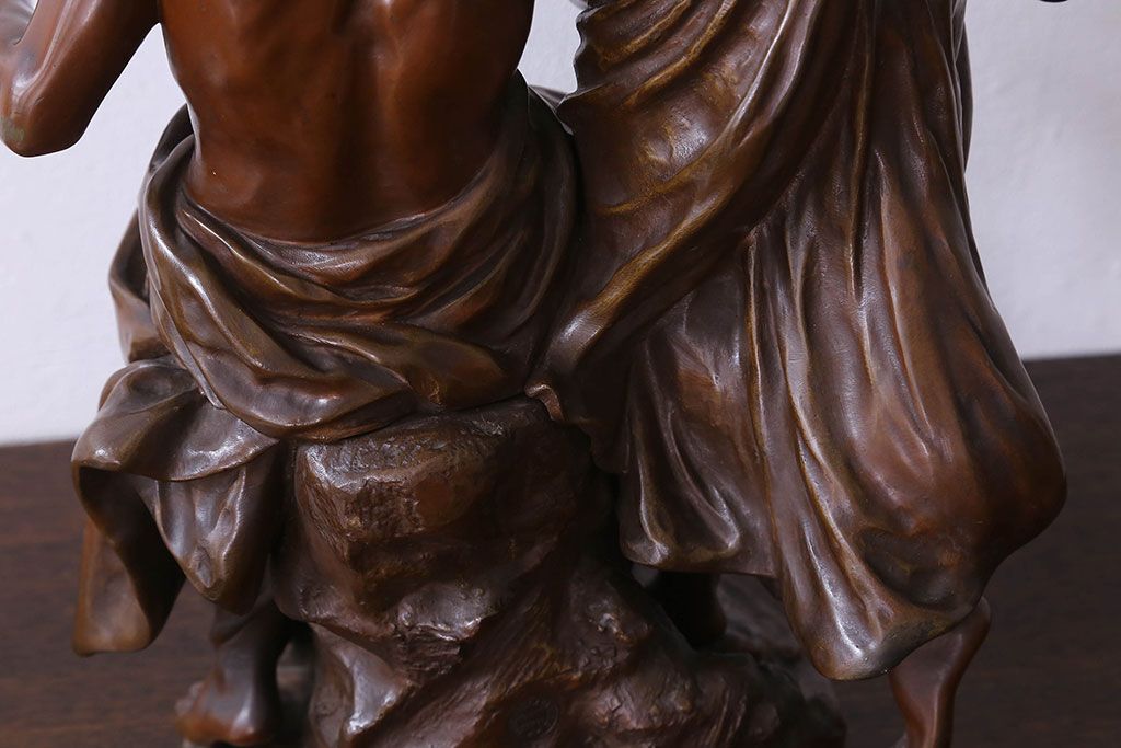 アンティーク雑貨　フランス製　Siot-Decauville　Henri ple 美しい褐色のブロンズ像(彫刻、置物)