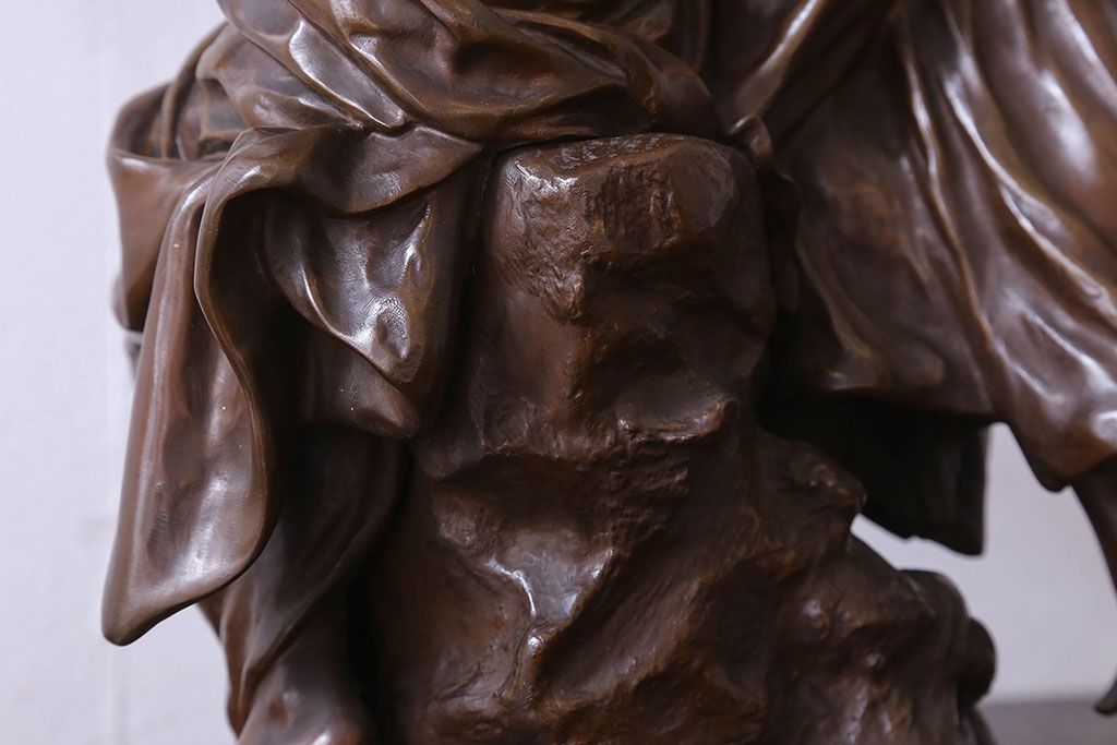 アンティーク雑貨　フランス製　Siot-Decauville　Henri ple 美しい褐色のブロンズ像(彫刻、置物)