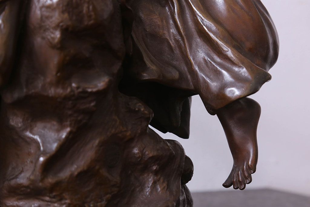 アンティーク雑貨　フランス製　Siot-Decauville　Henri ple 美しい褐色のブロンズ像(彫刻、置物)