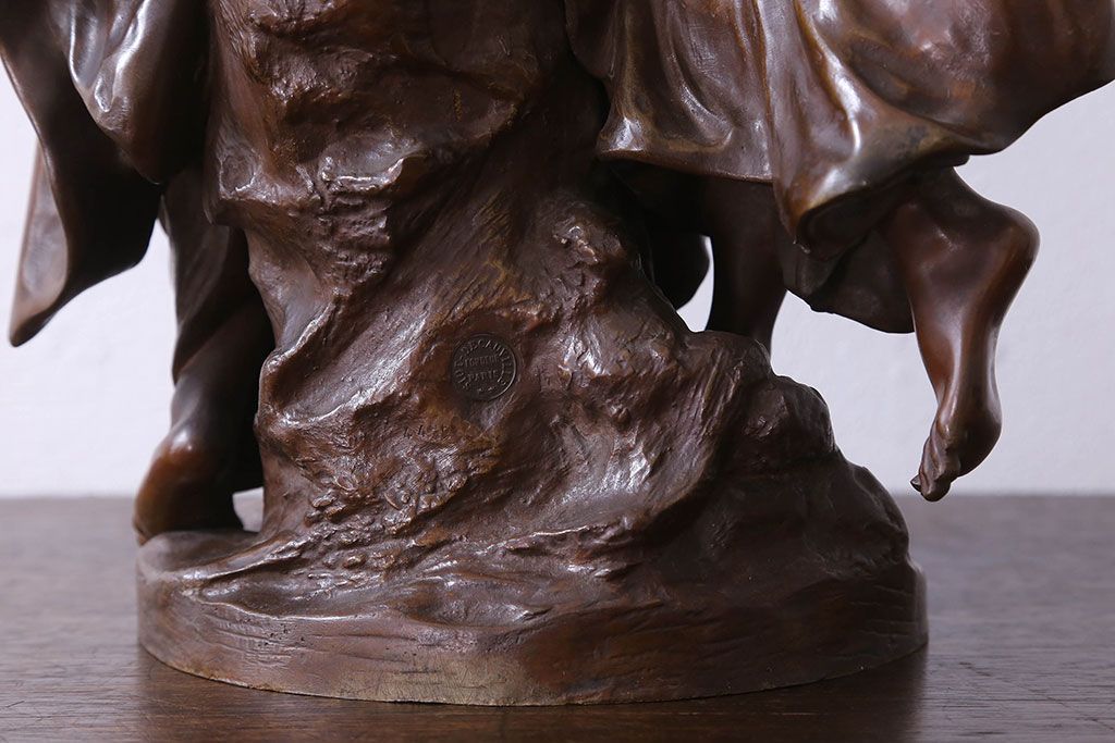 アンティーク雑貨　フランス製　Siot-Decauville　Henri ple 美しい褐色のブロンズ像(彫刻、置物)