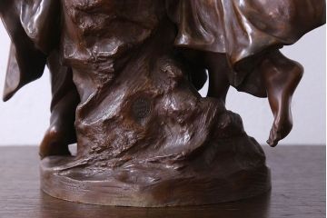 アンティーク雑貨　フランス製　Siot-Decauville　Henri ple 美しい褐色のブロンズ像(彫刻、置物)