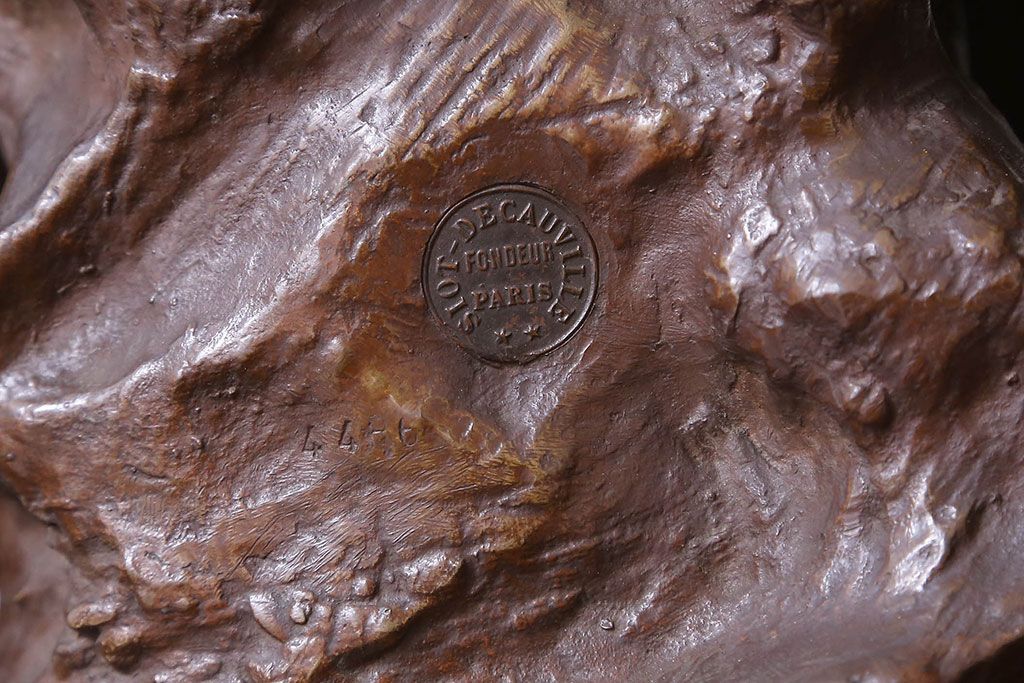 アンティーク雑貨　フランス製　Siot-Decauville　Henri ple 美しい褐色のブロンズ像(彫刻、置物)
