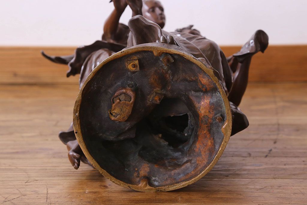 アンティーク雑貨　フランス製　Siot-Decauville　Henri ple 美しい褐色のブロンズ像(彫刻、置物)