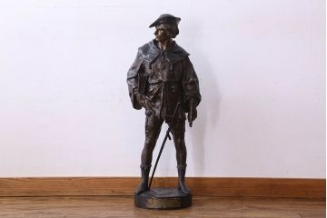 アンティーク雑貨　ヨーロッパアンティーク　Emile Picault　細かな装飾が目を引くブロンズ像(彫刻、置物)