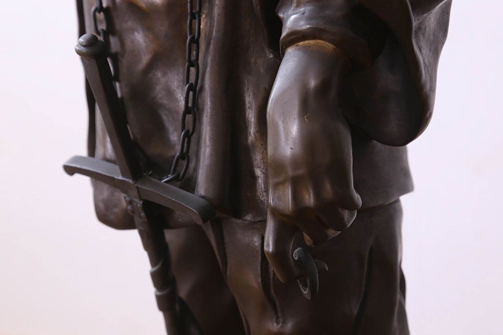 アンティーク雑貨　ヨーロッパアンティーク　Emile Picault　細かな装飾が目を引くブロンズ像(彫刻、置物)