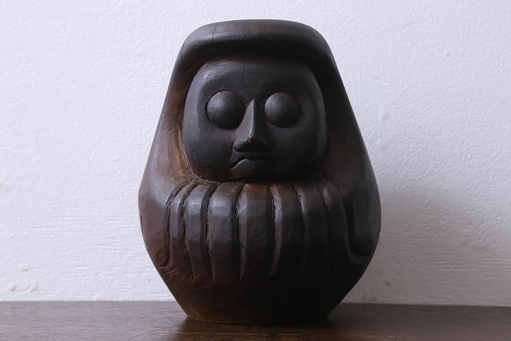 アンティーク雑貨　古民具　明治大正期の古い木製だるま(置物、ディスプレイ雑貨)