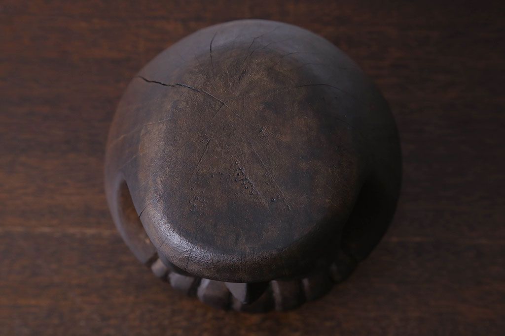 アンティーク雑貨　古民具　明治大正期の古い木製だるま(置物、ディスプレイ雑貨)