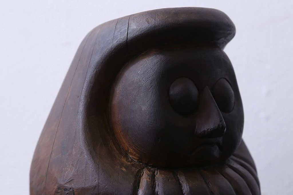 アンティーク雑貨　古民具　明治大正期の古い木製だるま(置物、ディスプレイ雑貨)