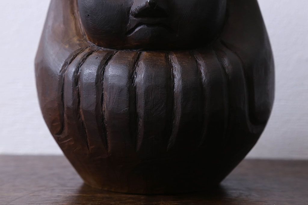 アンティーク雑貨　古民具　明治大正期の古い木製だるま(置物、ディスプレイ雑貨)