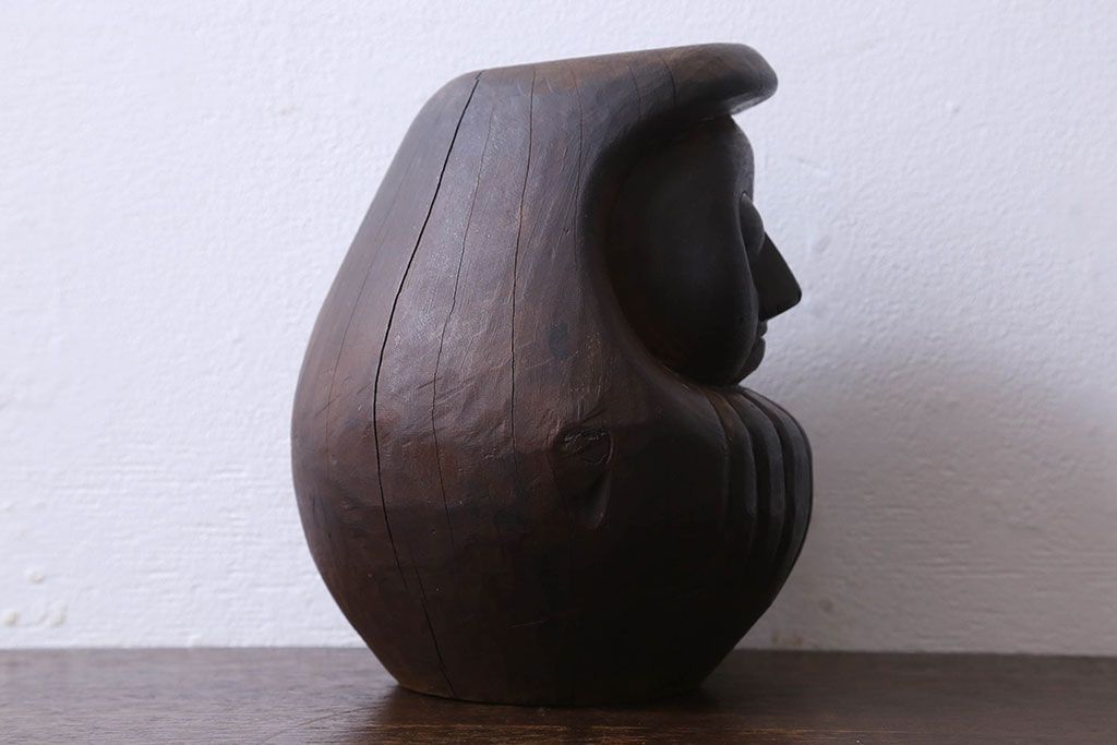 アンティーク雑貨　古民具　明治大正期の古い木製だるま(置物、ディスプレイ雑貨)