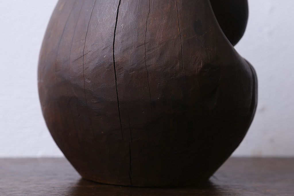 アンティーク雑貨　古民具　明治大正期の古い木製だるま(置物、ディスプレイ雑貨)