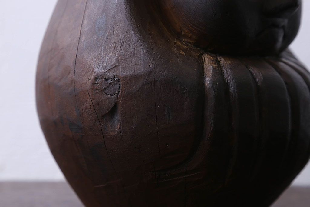 アンティーク雑貨　古民具　明治大正期の古い木製だるま(置物、ディスプレイ雑貨)