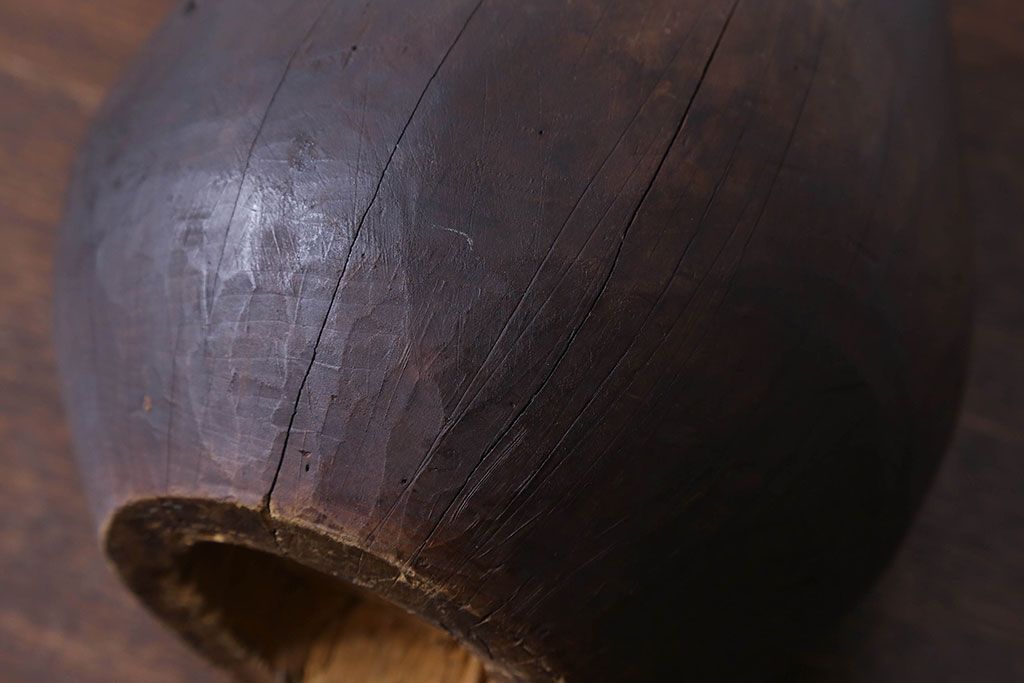 アンティーク雑貨　古民具　明治大正期の古い木製だるま(置物、ディスプレイ雑貨)