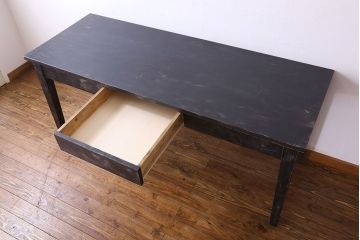 アンティーク家具　フランスアンティーク　シャビーな雰囲気漂うペイントテーブル(リビングテーブル、ダイニングテーブル、作業台、ワークデスク、在宅ワーク、在宅用)