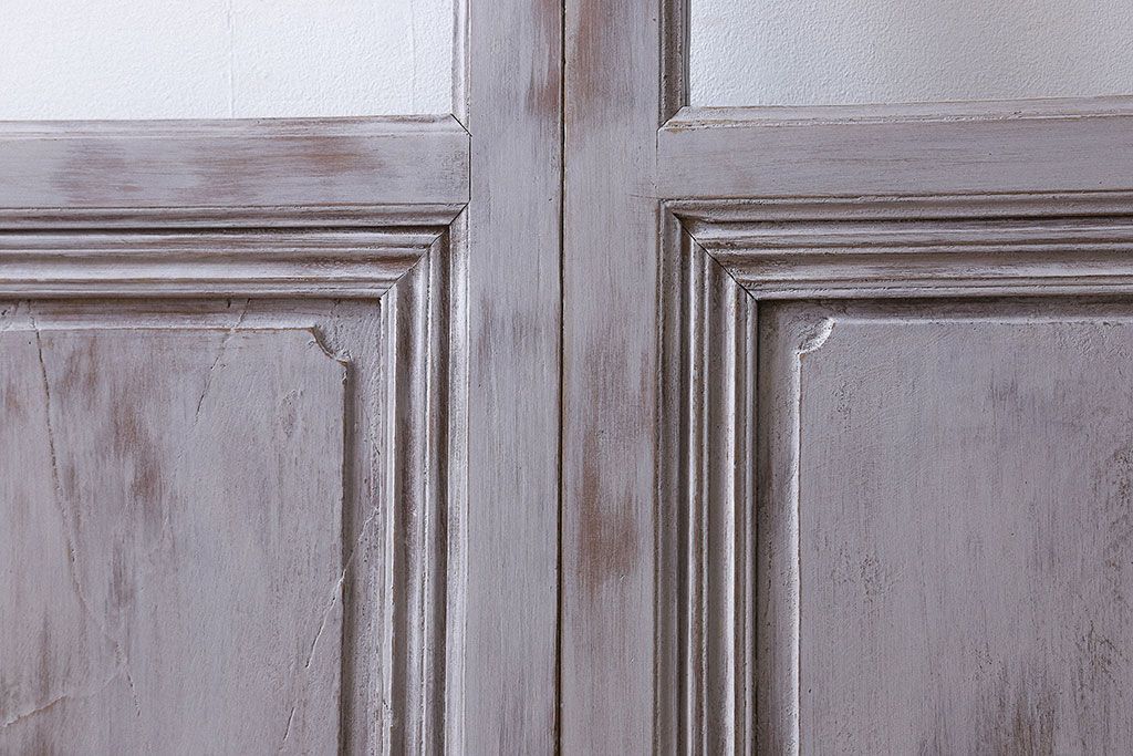 ペイント建具　お洒落で味わいあるアンティークガラス戸(引き戸、建具)