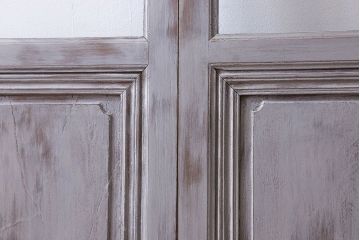 ペイント建具　お洒落で味わいあるアンティークガラス戸(引き戸、建具)