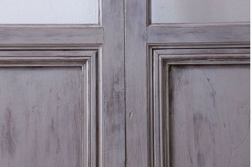 ペイント建具　お洒落で味わいあるアンティークガラス戸(引き戸、建具)