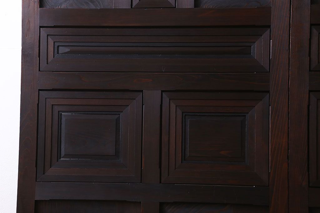 和製アンティーク　レア物　凝ったデザインが目を引くヒノキ材の板戸(引き戸)2枚組