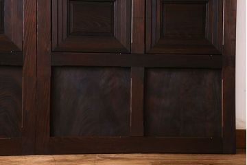 和製アンティーク　レア物　凝ったデザインが目を引くヒノキ材の板戸(引き戸)2枚組