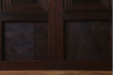 和製アンティーク　レア物　凝ったデザインが目を引くヒノキ材の板戸(引き戸)2枚組