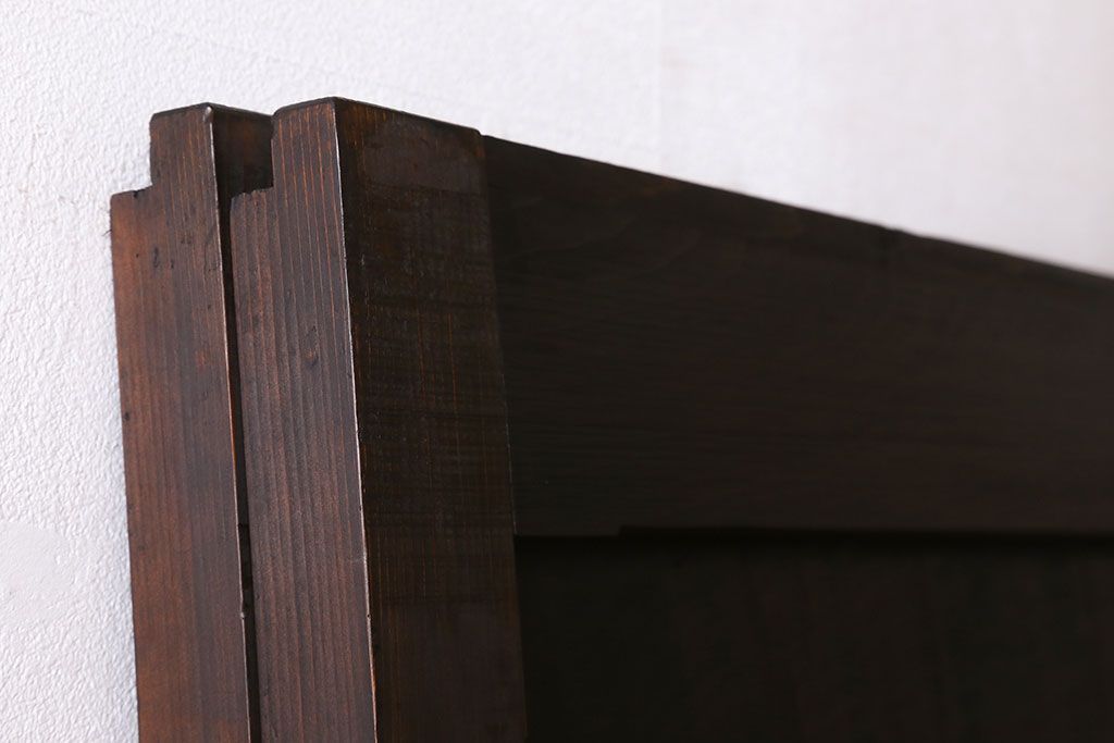 和製アンティーク　レア物　凝ったデザインが目を引くヒノキ材の板戸(引き戸)2枚組