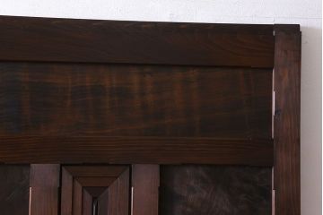 和製アンティーク　レア物　凝ったデザインが目を引くヒノキ材の板戸(引き戸)2枚組